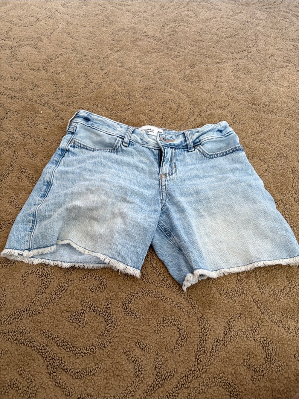 Light Wash Denim  girls Shorts - Casual Frayed Hem